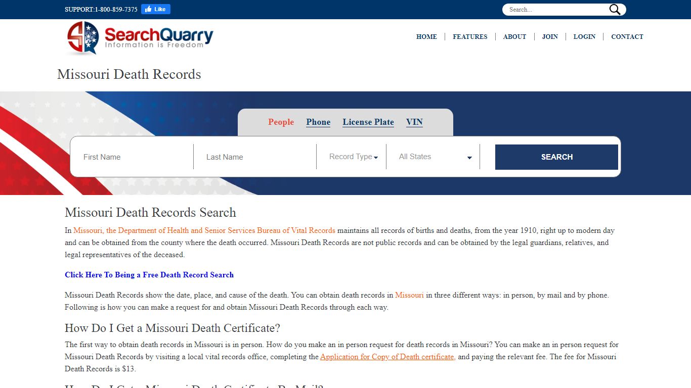 Free Missouri Death Records | Enter a Name to View ...
